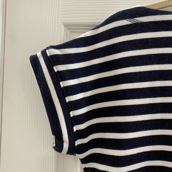 T by Talbots Navy/White striped Terry Dress with bright pink NWT Medium Petite - Picture 8 of 8